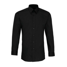 Premier Férfi ing Premier PR204 Men’S Long Sleeve Fitted poplin Shirt -M/L, Black