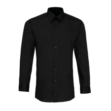 Premier Férfi ing Premier PR204 Men’S Long Sleeve Fitted poplin Shirt -S/M, Black férfi ing