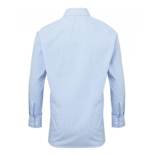 Premier Férfi ing Premier PR220 Men&#039;S Long Sleeve Gingham Cotton Microcheck Shirt -XS, Light Blue/White férfi ing