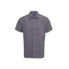 Premier Férfi ing Premier PR221 Men'S Short Sleeve Gingham Cotton Microcheck Shirt -M, Black/White