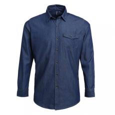 Premier Férfi ing Premier PR222 Men’S Jeans Stitch Denim Shirt -S, Indigo Denim