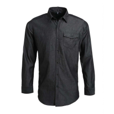Premier Férfi ing Premier PR222 Men’S Jeans Stitch Denim Shirt -XL, Black Denim