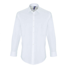Premier Férfi ing Premier PR244 Men'S Stretch-Fit Cotton poplin Long Sleeve Shirt -M, White