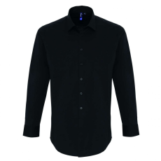 Premier Férfi ing Premier PR244 Men'S Stretch-Fit Cotton poplin Long Sleeve Shirt -S, Black