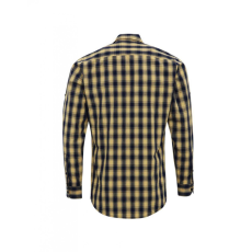 Premier Férfi ing Premier PR250 Mulligan' Check - Men'S Long Sleeve Cotton Shirt -2XL, Camel/Navy