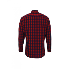 Premier Férfi ing Premier PR250 Mulligan&#039; Check - Men&#039;S Long Sleeve Cotton Shirt -2XL, Red/Navy férfi ing