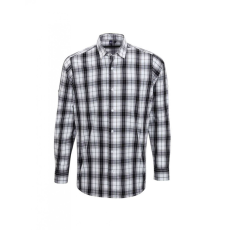 Premier Férfi ing Premier PR254 Ginmill' Check - Men'S Long Sleeve Cotton Shirt -XL, Black/White