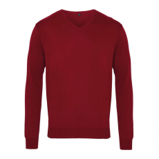 Premier Férfi Premier PR694 Men'S Knitted v-neck Sweater -2XL, Burgundy