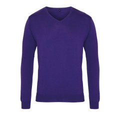 Premier Férfi Premier PR694 Men'S Knitted v-neck Sweater -S, Purple
