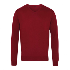 Premier Férfi Premier PR694 Men&#039;S Knitted v-neck Sweater -XS, Burgundy férfi pulóver, kardigán