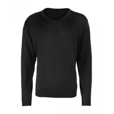 Premier Férfi Premier PR694 Men'S Knitted v-neck Sweater -XXS, Black