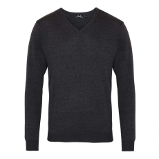 Premier Férfi Premier PR694 Men'S Knitted v-neck Sweater -XXS, Charcoal