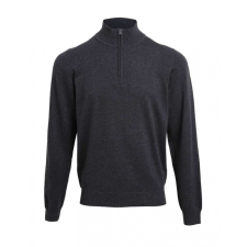 Premier Férfi Premier PR695 Men'S Quarter-Zip Knitted Sweater -XS, Charcoal férfi pulóver, kardigán