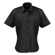 Premier Női blúz Premier PR312 Women'S Short Sleeve pilot Shirt -XL, Black