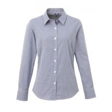 Premier Női blúz Premier PR320 Women&#039;S Long Sleeve Gingham Microcheck Shirt -2XL, Navy/White blúz