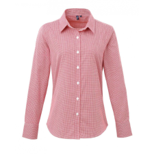 Premier Női blúz Premier PR320 Women&#039;S Long Sleeve Gingham Microcheck Shirt -3XL, Red/White blúz