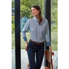 Premier Női blúz Premier PR338 Women&#039;S Cotton Rich Oxford Stripes Shirt -2XL, White/Oxford Blue blúz