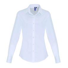 Premier Női blúz Premier PR344 Women'S Stretch-Fit Cotton poplin Long Sleeve Shirt -L, White