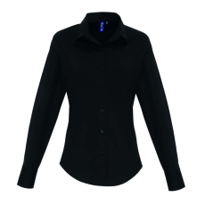 Premier Női blúz Premier PR344 Women'S Stretch-Fit Cotton poplin Long Sleeve Shirt -S, Black