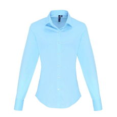 Premier Női blúz Premier PR344 Women'S Stretch-Fit Cotton poplin Long Sleeve Shirt -S, Pale Blue