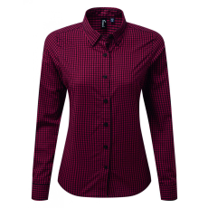 Premier Női blúz Premier PR352 Maxton' Check Women'S Long Sleeve Shirt -2XL, Black/Red