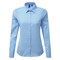 Premier Női blúz Premier PR352 Maxton' Check Women'S Long Sleeve Shirt -2XL, Light Blue/White