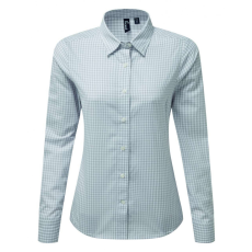Premier Női blúz Premier PR352 Maxton' Check Women'S Long Sleeve Shirt -2XL, Silver/White