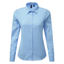 Premier Női blúz Premier PR352 Maxton&#039; Check Women&#039;S Long Sleeve Shirt -M, Light Blue/White blúz