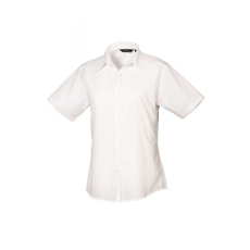 Premier Női Premier PR302 Women'S Short Sleeve poplin Blouse -XL, White