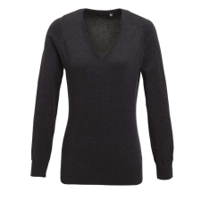 Premier Női Premier PR696 Women&#039;S Knitted v-neck Sweater -S, Charcoal női pulóver, kardigán