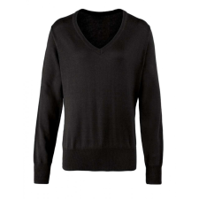 Premier Női Premier PR696 Women&#039;S Knitted v-neck Sweater -XS, Black női pulóver, kardigán