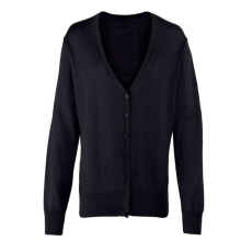 Premier Női Premier PR697 Women'S Button-Through Knitted Cardigan -2XL, Black