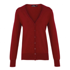 Premier Női Premier PR697 Women'S Button-Through Knitted Cardigan -XL, Burgundy