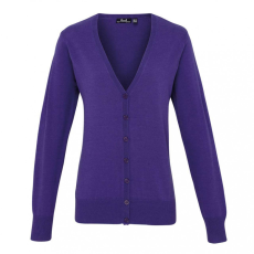 Premier Női Premier PR697 Women'S Button-Through Knitted Cardigan -XL, Purple