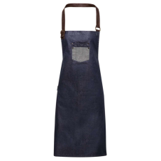 Premier PR136 'DIVISION' WAXED LOOK DENIM BIB APRON WITH FAUX LEATHER U