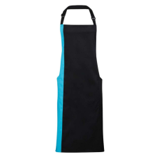 Premier PR162 COLOURS nyakas félhosszú kötény kontrasztos hosszanti betéttel Premier, Black/Turquoise-U lakástextília