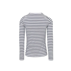 Premier PR318 Női gombos nyakú felgombolható hosszú ujjú sztreccspóló Premier, White/Navy-S