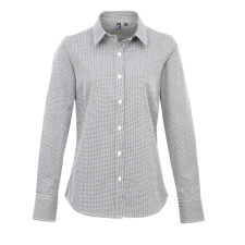 Premier PR320 WOMEN&#039;S LONG SLEEVE GINGHAM MICROCHECK SHIRT S munkaruha