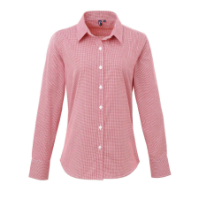 Premier PR320 WOMEN&#039;S LONG SLEEVE GINGHAM MICROCHECK SHIRT S munkaruha