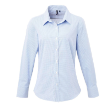 Premier PR320 WOMEN&#039;S LONG SLEEVE GINGHAM MICROCHECK SHIRT XS munkaruha