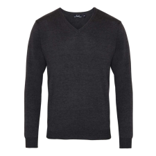 Premier PR694 V-nyakú finom kötésű férfi pulóver Premier, Charcoal-M férfi pulóver, kardigán