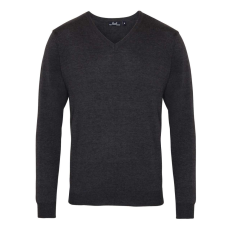 Premier PR694 V-nyakú finom kötésű férfi pulóver Premier, Charcoal-XXS