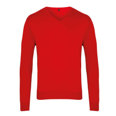Premier PR694 V-nyakú finom kötésű férfi pulóver Premier, Red-S