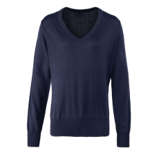 Premier PR696 V-nyakú finom kötésű Női pulóver Premier, Navy-S