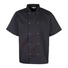Premier Uniszex kabát Premier PR664 Chef'S Short Sleeve Stud Jacket -M, Black