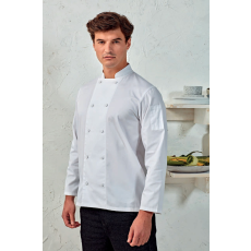 Premier Uniszex kabát Premier PR903 Chef'S Long Sleeve Coolchecker Jacket With Mesh Back panel -M, White