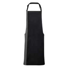 Premier Uniszex kötény Premier PR162 Colours Collection’ Contrast Bib Apron -Egy méret, Black/Dark Grey női ruházati kiegészítő