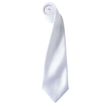 Premier Uniszex Premier PR750 Colours Collection&#039; Satin Tie -Egy méret, White nyakkendő