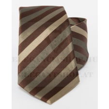  Prémium selyem nyakkendő - Sötétbarna-arany csikos nyakkendő