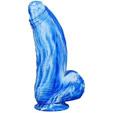  Prémium szilikon dildó – 18 cm-es kék-fehér élvezet műpénisz, dildó